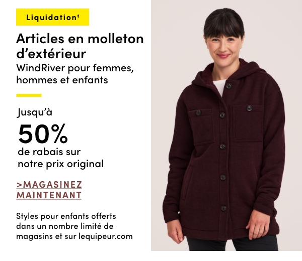 Articles en molleton d'extérieur WindRiver pour femmes, hommes et enfants en liquidation jusqu'à 50 % de rabais sur notre prix original